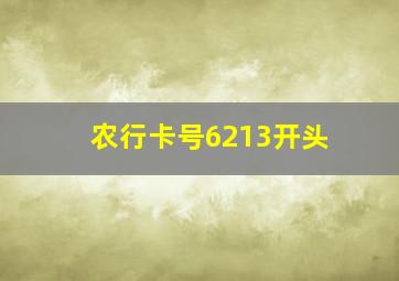 农行卡号6213开头