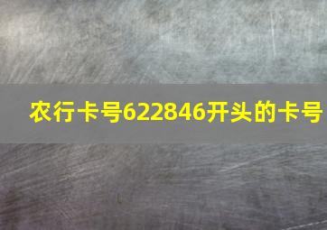 农行卡号622846开头的卡号