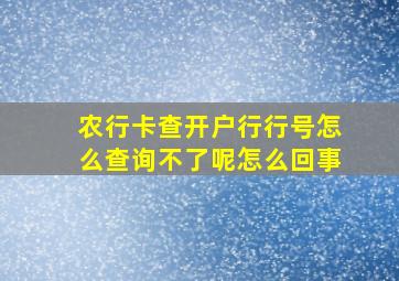 农行卡查开户行行号怎么查询不了呢怎么回事