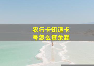 农行卡知道卡号怎么查余额