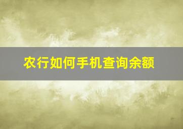 农行如何手机查询余额