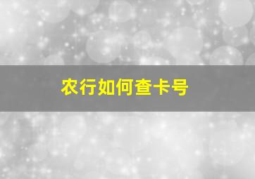 农行如何查卡号