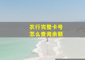 农行完整卡号怎么查询余额