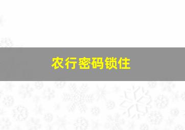 农行密码锁住