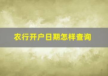 农行开户日期怎样查询