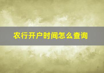 农行开户时间怎么查询