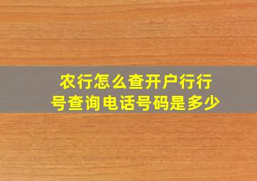 农行怎么查开户行行号查询电话号码是多少