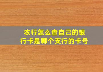 农行怎么查自己的银行卡是哪个支行的卡号