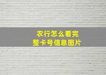 农行怎么看完整卡号信息图片