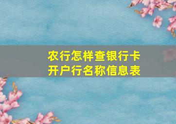 农行怎样查银行卡开户行名称信息表