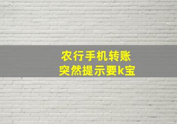 农行手机转账突然提示要k宝