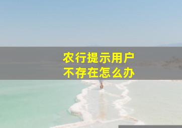 农行提示用户不存在怎么办