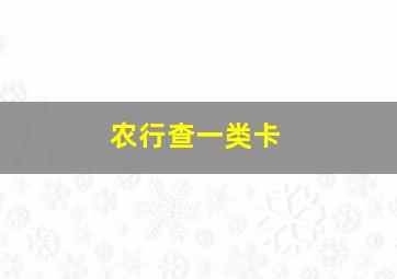 农行查一类卡