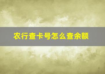 农行查卡号怎么查余额