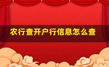 农行查开户行信息怎么查