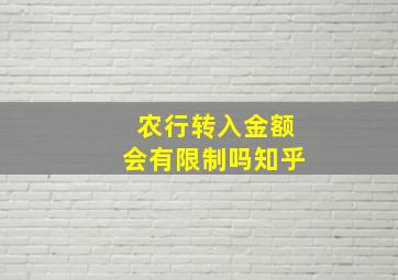 农行转入金额会有限制吗知乎