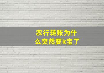 农行转账为什么突然要k宝了