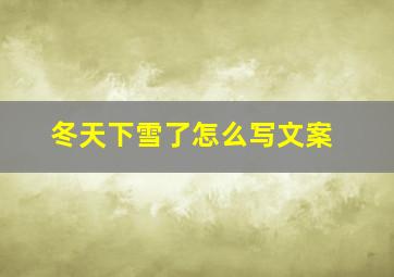 冬天下雪了怎么写文案