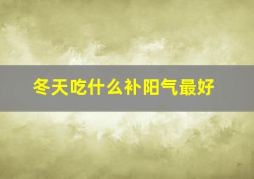 冬天吃什么补阳气最好