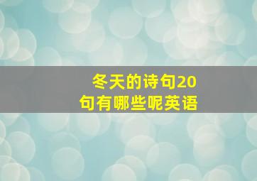 冬天的诗句20句有哪些呢英语