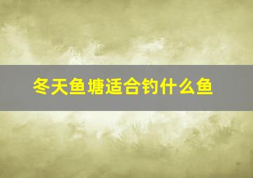 冬天鱼塘适合钓什么鱼