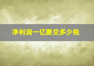 净利润一亿要交多少税