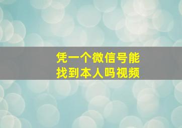 凭一个微信号能找到本人吗视频