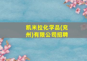 凯米拉化学品(兖州)有限公司招聘