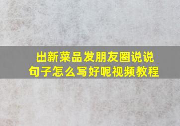 出新菜品发朋友圈说说句子怎么写好呢视频教程