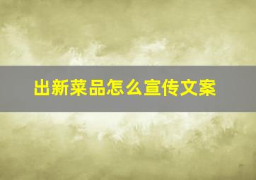 出新菜品怎么宣传文案