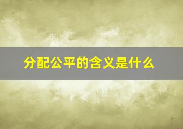 分配公平的含义是什么