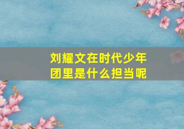 刘耀文在时代少年团里是什么担当呢