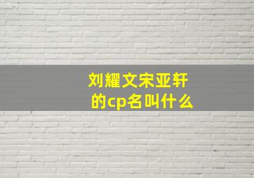 刘耀文宋亚轩的cp名叫什么