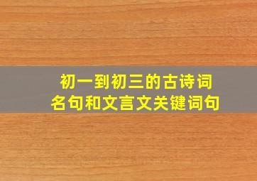 初一到初三的古诗词名句和文言文关键词句