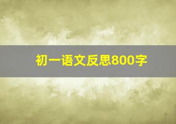 初一语文反思800字