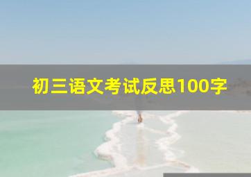 初三语文考试反思100字