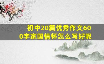 初中20篇优秀作文600字家国情怀怎么写好呢