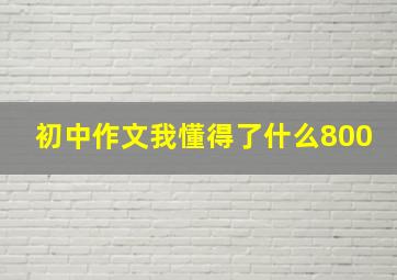 初中作文我懂得了什么800