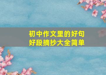 初中作文里的好句好段摘抄大全简单