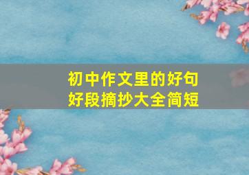 初中作文里的好句好段摘抄大全简短