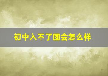 初中入不了团会怎么样