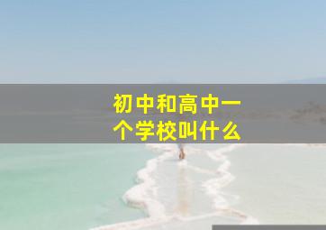 初中和高中一个学校叫什么