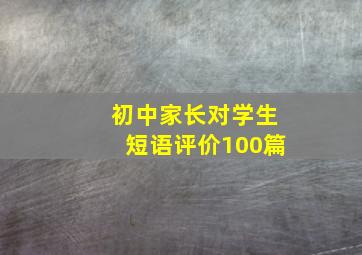 初中家长对学生短语评价100篇