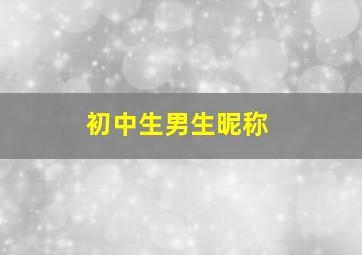 初中生男生昵称