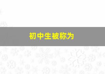 初中生被称为