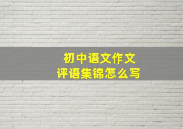 初中语文作文评语集锦怎么写