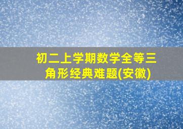 初二上学期数学全等三角形经典难题(安徽)