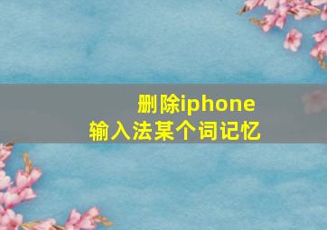 删除iphone输入法某个词记忆