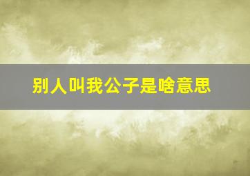 别人叫我公子是啥意思