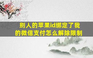 别人的苹果id绑定了我的微信支付怎么解除限制